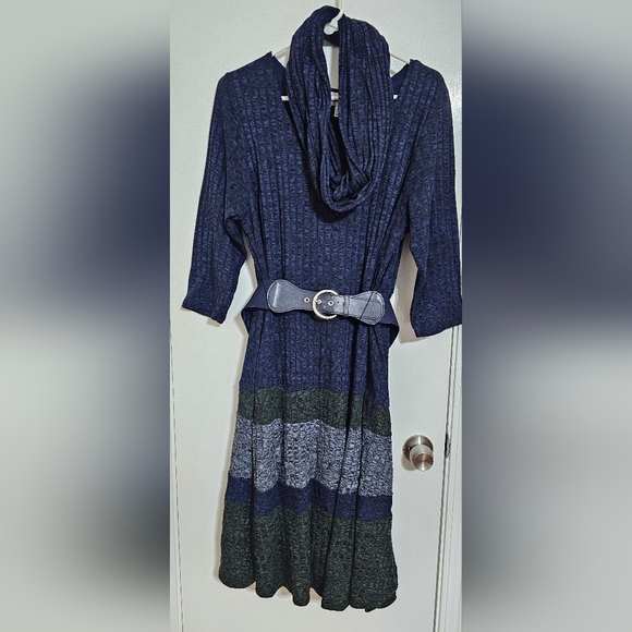 Dress Barn Dresses & Skirts - Dress Barn 1X Navy Striped Knit Dress